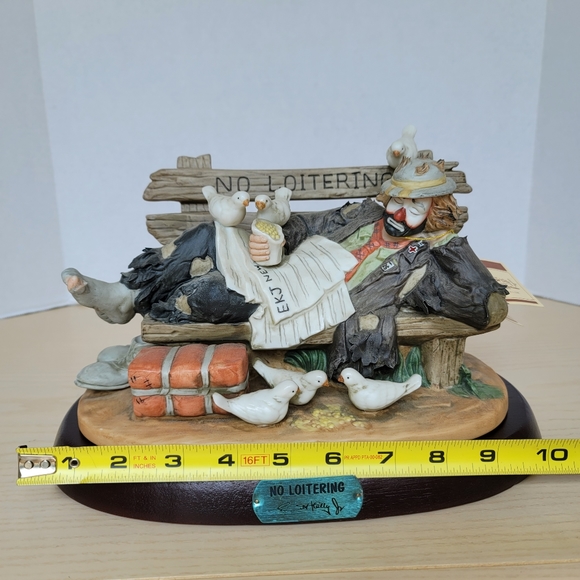 Emmett Kelly Jr. By Flambro No Loitering Clown Signed Porcelain Figurine - Picture 5 of 17